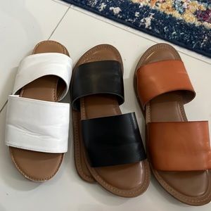 Set of three slip ons slides.